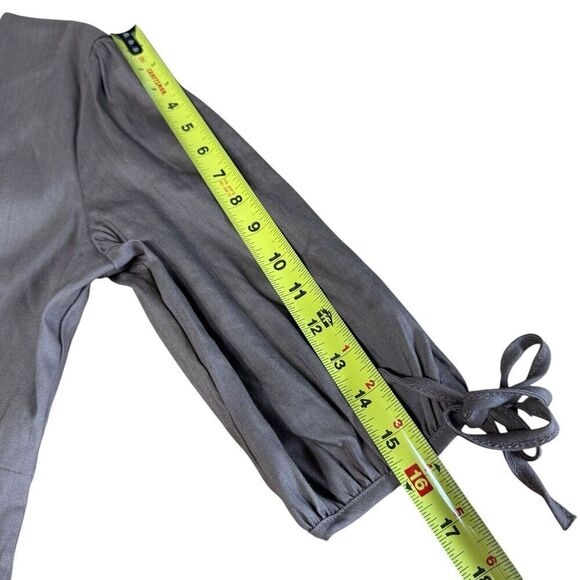 Shore Brand Dress Linen Blend Tie-neck Large Beige USA Fit Flare Coastal Beach - Picture 7 of 8